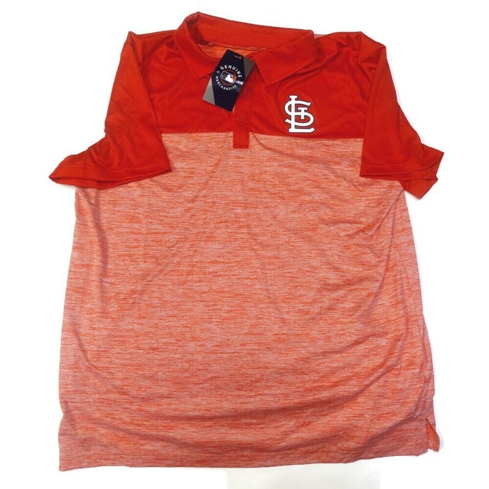 Majestic Mens XL St. Louis Cardinals Short Sleeve Golf Polo Shirt Red Heathered